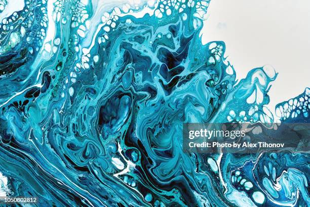 abstract colourful background texture fluid art acrylic paints. blue over white - ink marbling stock pictures, royalty-free photos & images