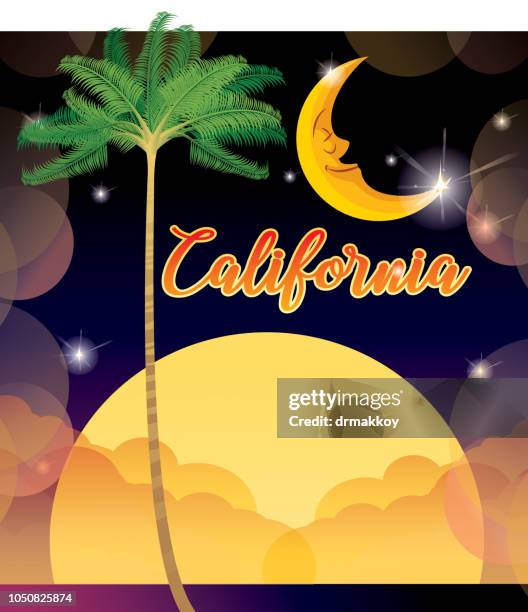 california is night - beach la stock illustrations