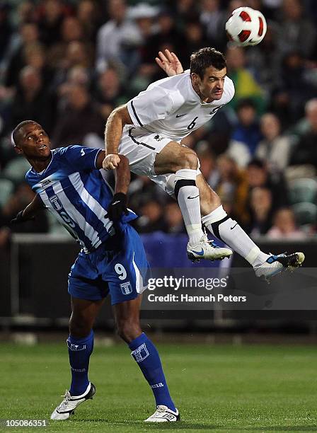 Ryan Nelsen of the All Whites competes with Georgie Welcome of Honduras during the International Friendly match between the New Zealand All Whites...