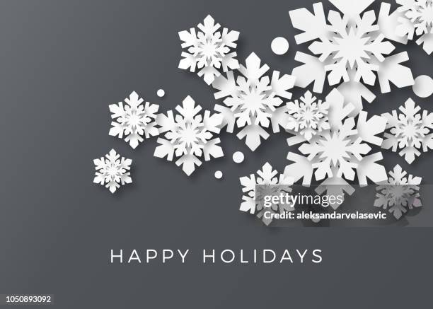 bildbanksillustrationer, clip art samt tecknat material och ikoner med julkort med papper snöflingor - snöflinga