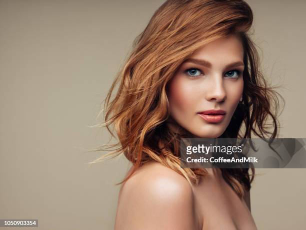 young beautiful woman - brown hair stock pictures, royalty-free photos & images
