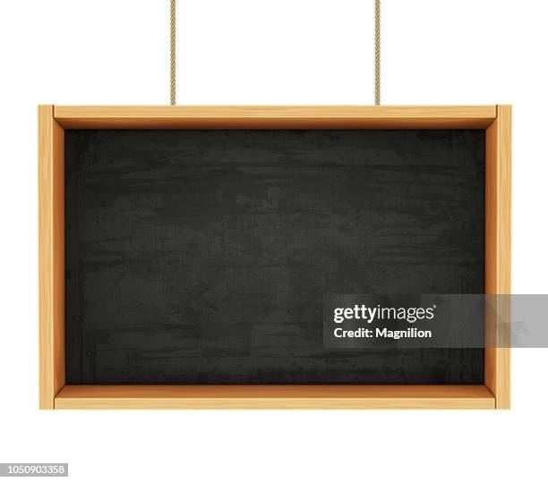 chalkboard on ropes - blackboard visual aid stock illustrations