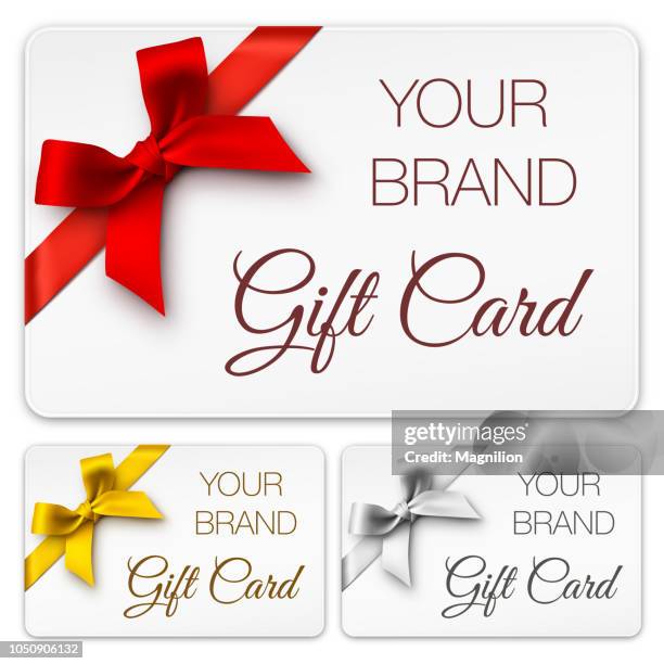 gift cards with bows - red christmas bows stock illustrations