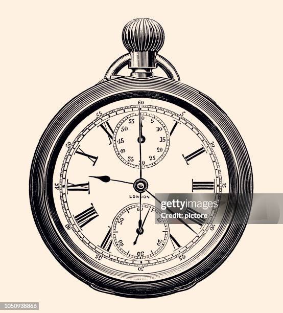 pocket watch (xxxl) - antiques stock illustrations