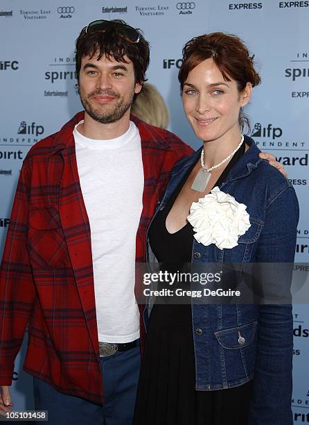 Carrie-Anne Moss and Husband Steven Roy during The 18th Annual IFP Independent Spirit Awards - Arrivals at Santa Monica Beach in Santa Monica,...