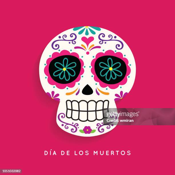 ilustraciones, imágenes clip art, dibujos animados e iconos de stock de día del azúcar cráneo muerto - all souls day