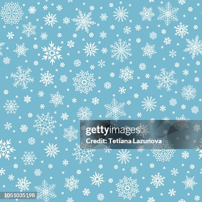 Snow Fall Pattern Snowflakes Seamless Pattern Winter Snow Flake Stars Falling Flakes ...