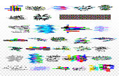 Modern glitch collection. Tv noise glitches, monitor signal decay and screen bug. Digital data glitched signals texture vector set