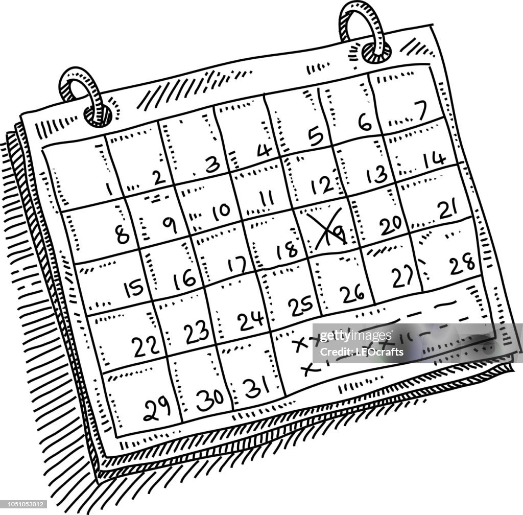 Monatlichen Kalender Termin Zeichnung