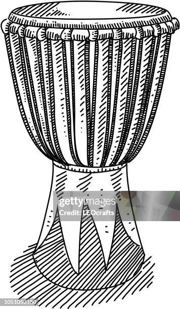 djembe african drum drawing - african drum stock illustrations