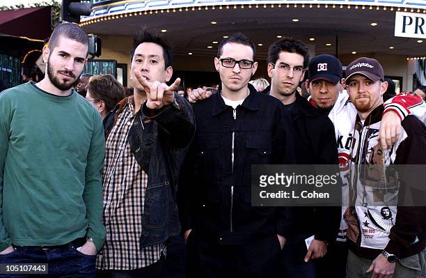 Linkin Park during "The Matrix Reloaded" Premiere - Black Carpet at Mann Village Theater in Westwood, California, United States.