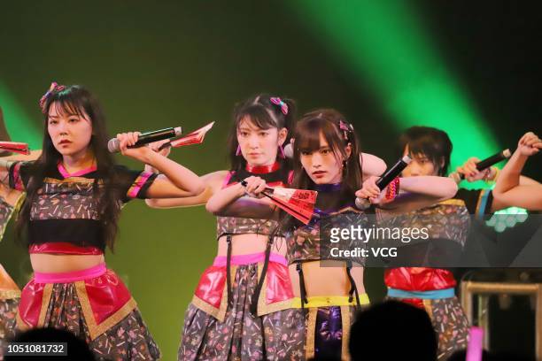 Sayaka Yamamoto of Japanese idol girl group NMB48 performs onstage during the 'NMB48 Asia Tour 2018' at the Bandai Namco Shanghai Base on October 7,...