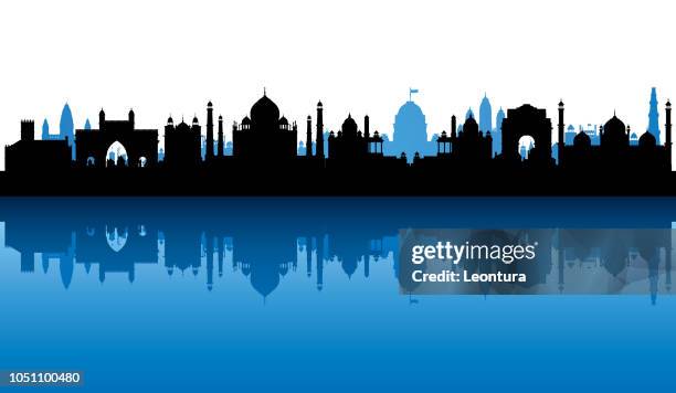 india (all buildings are complete and moveable) - mumbai skyline stock illustrations