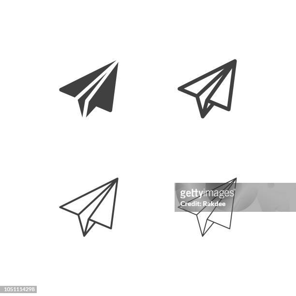 illustrazioni stock, clip art, cartoni animati e icone di tendenza di icone aeroplani di carta - serie multi - freedom
