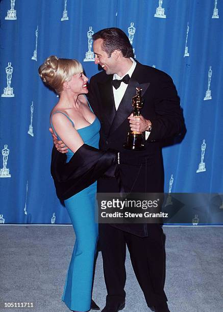 Nicolas Cage & Patricia Arquette during The 68th Annual Academy Awards at Dorothy Chandler Pavilion in Los Angeles, California, United States.
