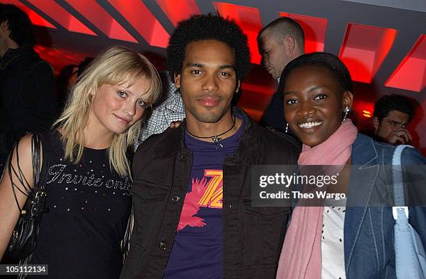 Yfke Sturm, Din and Oluchi during Express Preview of "Art From the Waist Down" at Powder in New York City, New York, United States.