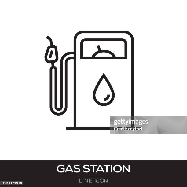 tankstelle liniensymbol - diesel-kraftstoff stock-grafiken, -clipart, -cartoons und -symbole