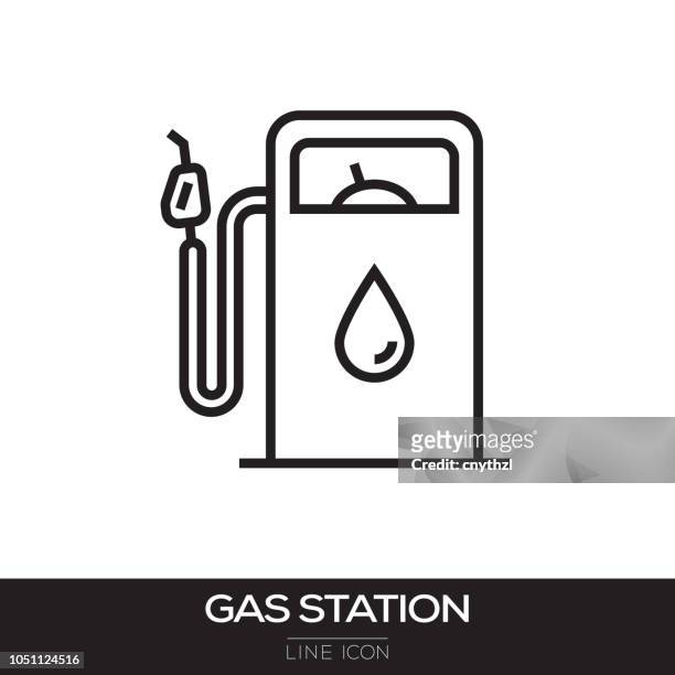ilustrações de stock, clip art, desenhos animados e ícones de gas station line icon - gas station