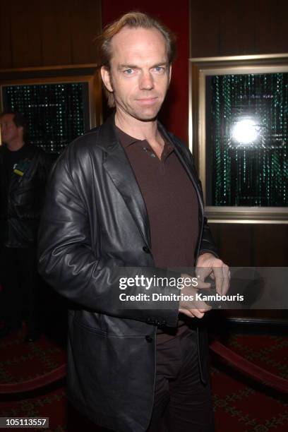 Hugo Weaving during "Matrix Reloaded" New York Premiere - Inside Arrivals at Ziegfeld Theater in New York City, New York, United States.