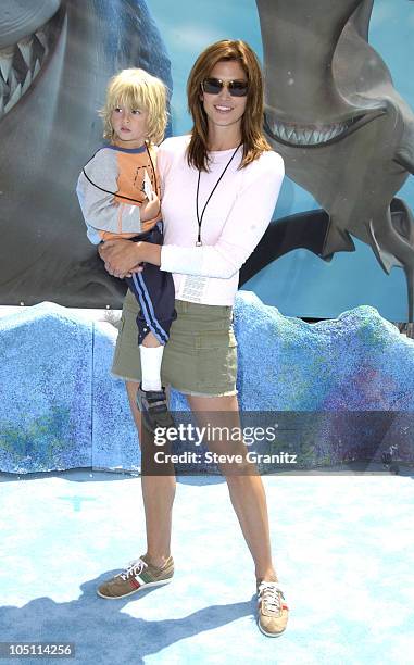 Cindy Crawford & son Presley during "Finding Nemo" Los Angeles Premiere at El Capitan Theater in Los Angeles, California, United States.