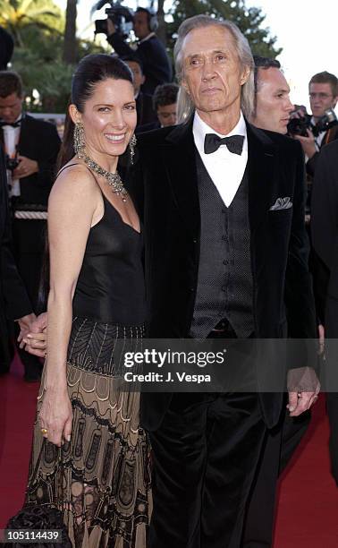 Annie Bierman and David Carradine during 2003 Cannes Film Festival - "Le Temp Du Loup" Premiere at Palais Des Festival in Cannes, France.