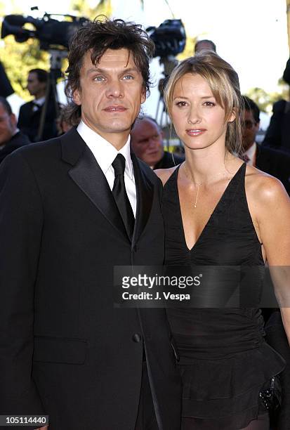 Sarah Poniatowski and Marc Lavoine during 2003 Cannes Film Festival - "Le Temp Du Loup" Premiere at Palais Des Festival in Cannes, France.