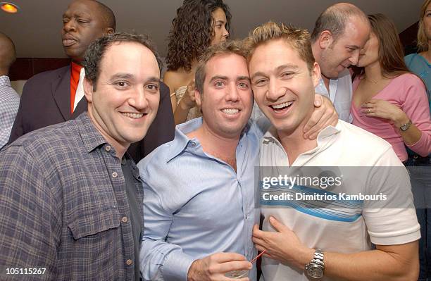 Greg Bello, Chris Barish and Jason Strauss during Esquire Magazine "Summer Fun" Issue Release Party at Jet East in Southampton, New York, United...