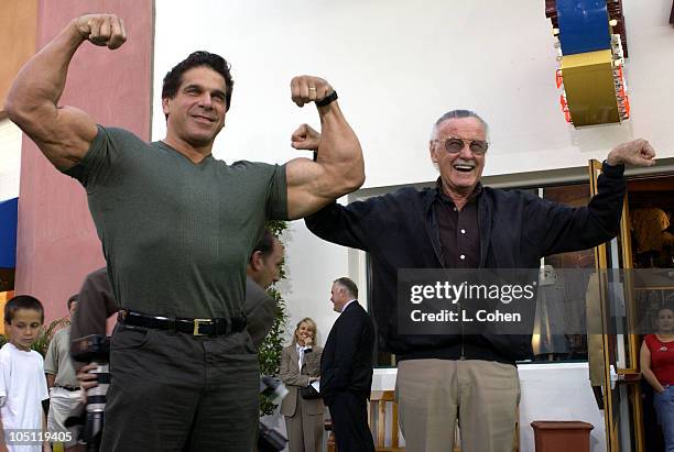 Lou Ferrigno and Stan Lee during World Premiere Of "The Hulk", Hollywood - Green Carpet at Universal Amphitheatre in Universal City, California,...