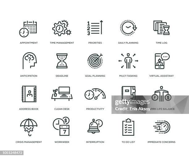 illustrations, cliparts, dessins animés et icônes de jeu d’icônes de gestion des temps - polyvalence
