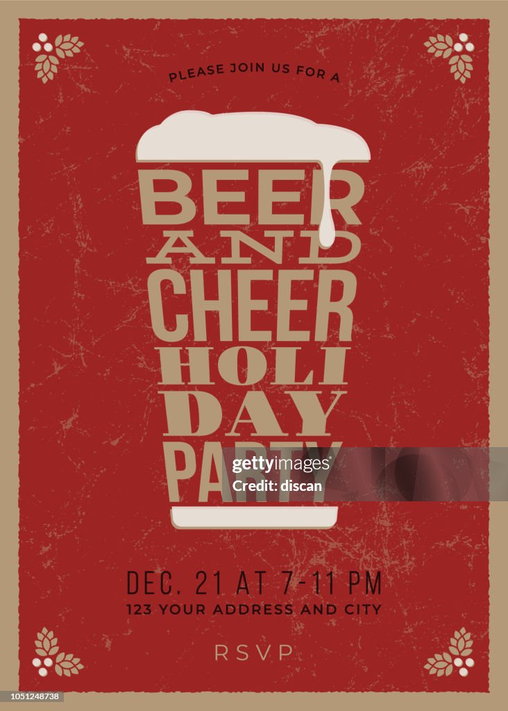 Holiday Party - Beer glass concept slogan background