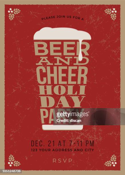 holiday party - beer glass concept slogan background - craft stock illustrations