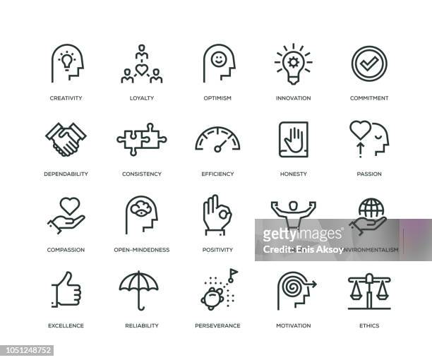 core values icons - line series - cultures stock illustrations