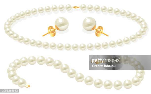 illustrazioni stock, clip art, cartoni animati e icone di tendenza di clipart set gioielli perle - perle