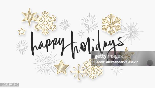 happy holidays handwritten card - happy holidays stock illustrations