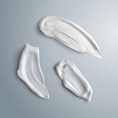 Set of realistic concealer smear strokes. Cosmetic product. Vector make up beauty illustration.