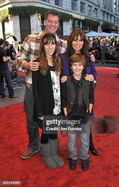 Linda Lusardi , Sam Kane and family attend the UK premiere of 'Legend Of The Guardians' at Odeon West End on October 10, 2010 in London, England.