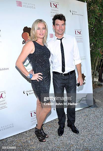 Actress Rebecca Romijn wears Aliah open toed black shoes at the 1st Annual Children Raising Children Fundraising Event to benefit the African...