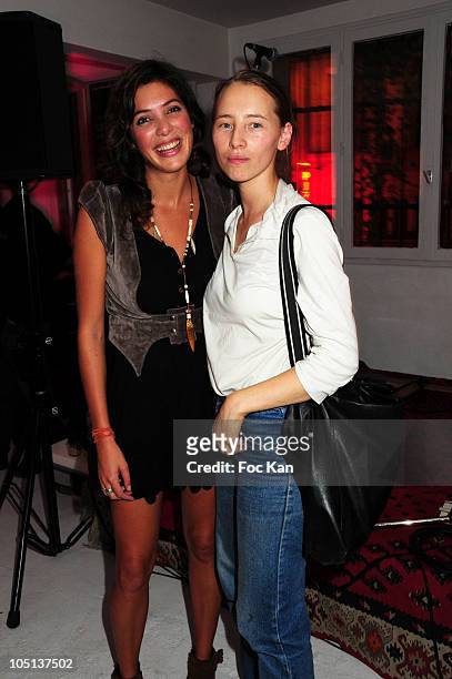 Singer Tamara Kaboutchek and actress Isild Le Besco attend the Featherstone &Co 'GreenTs' Exhibition at the Magda Danysz Gallery on September 22,...