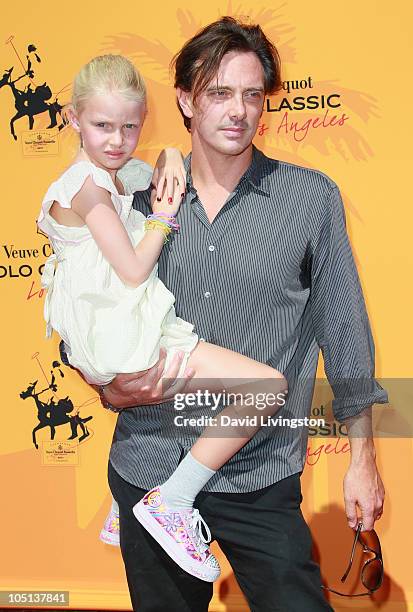 Actor Donovan Leitch and daughter Lilac Jean Hume Leitch attend the 1st Annual Veuve Clicquot Polo Classic Los Angeles at Will Rogers State Historic...