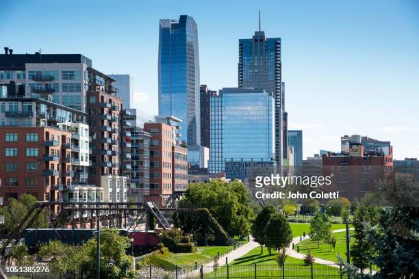 cherry creek trail, downtown, denver, colorado - downtown district stock pictures, royalty-free photos & images