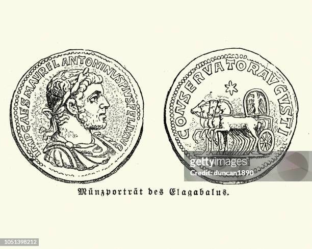 elagabalus, roman emperor - ancient roman coin stock illustrations