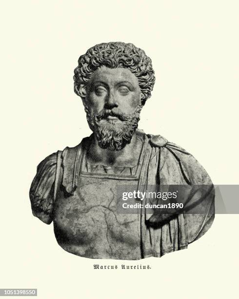 stockillustraties, clipart, cartoons en iconen met marcus aurelius, romeins keizer - romeinse keizer