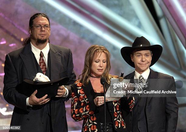 Presenters Penn & Teller with Karri Turner during 38th Annual Academy of Country Music Awards - Show at Mandalay Bay Event Center in Las Vegas,...