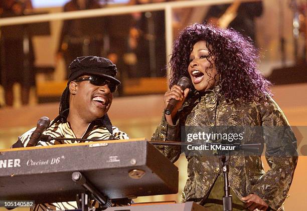 Stevie Wonder and Chaka Khan during VH1 Divas Duets: A Concert to Benefit the VH1 Save the Music Foundation - Show at MGM Grand Garden Arena in Las...