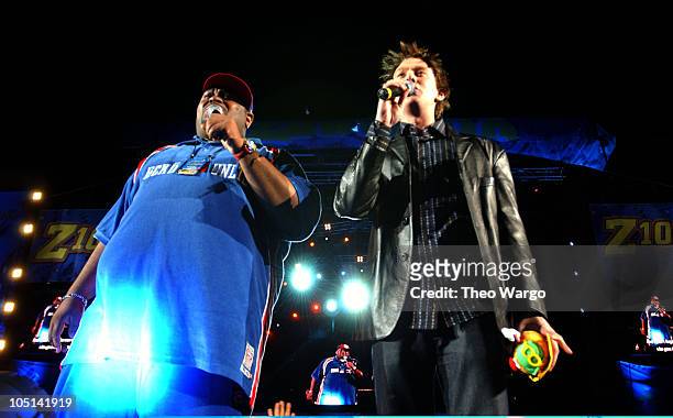 Ruben Studdard and Clay Aiken during Z100's Zootopia 2003 - Show at Giants Stadium in East Rutherford, New Jersey, United States.
