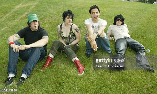 The Distillers backstage during Lollapalooza 2003 Tour Opening Night - Indianapolis at Verizon Wireless Music Center in Indianapolis, Indiana, United...