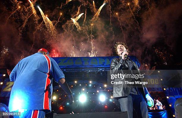 Ruben Studdard and Clay Aiken during Z100's Zootopia 2003 - Show at Giants Stadium in East Rutherford, New Jersey, United States.