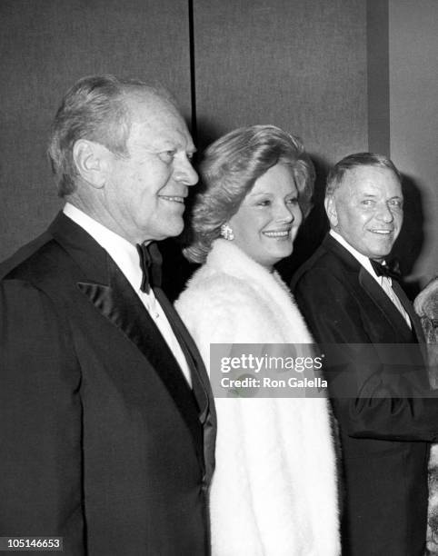 Barbara and Frank Sinatra w/ Gerald Ford during Frank and His Friends Valentine's Day Love In II at The Canyon Hotel in Palm Springs, CA, United...