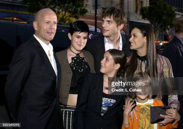 Bruce Willis, Ashton Kutcher and Demi Moore with daughters