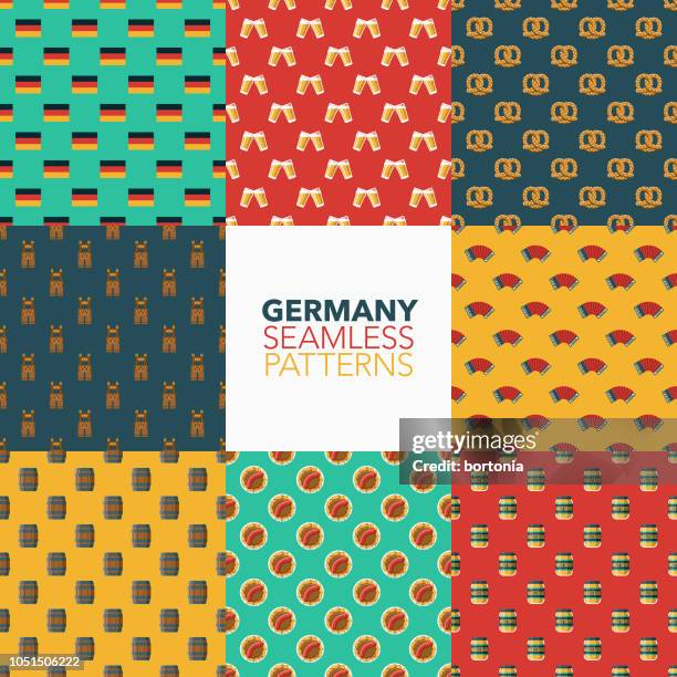 stockillustraties, clipart, cartoons en iconen met duitsland naadloze patroon set - german style icons